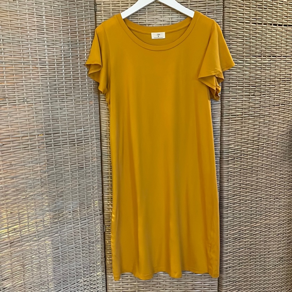 T.LA Anthropologie Cotton Dress Size M. Knee length. NWT, NWB MUSTARD GOLD🌭⚜️
